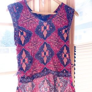 Free People Aztec High Low Top w/ Braided Sides